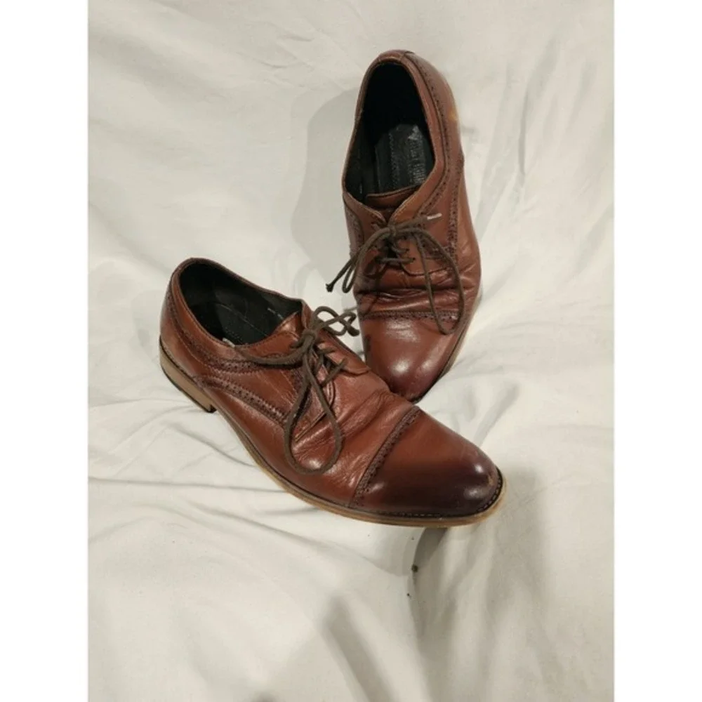 Stacy‎ Adams Comfort Plus Dress shoes Size 7.5 M Brown Leather Wing Tips